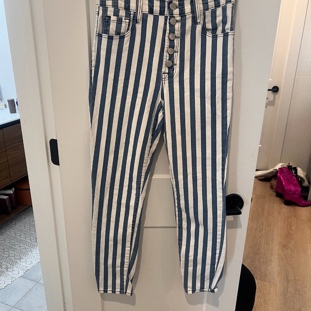 J Brand Striped Skinny Jeans
